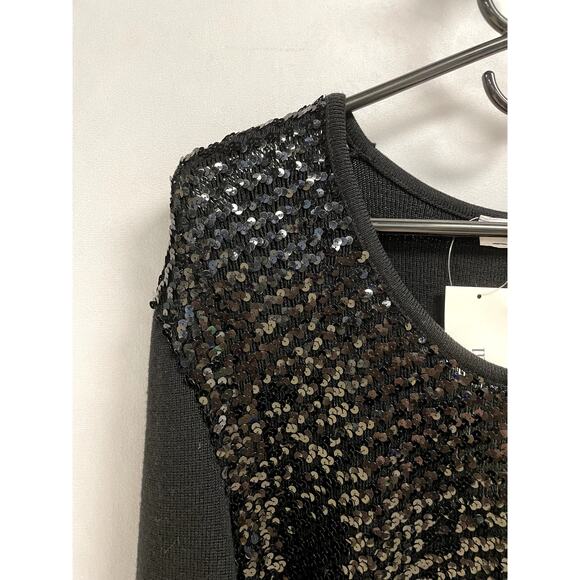 Vintage YSL YVES SAINT LAURENT Sequin Scoop Neck Knit Sweater Black Women's M/L - Picture 3 of 9